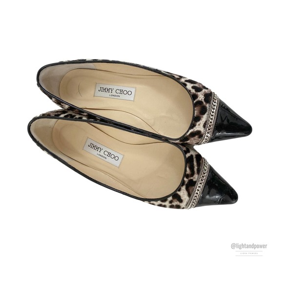 Jimmy Choo Point Toe Pony Hair Ballet Flats Sz 37 - Picture 7 of 12